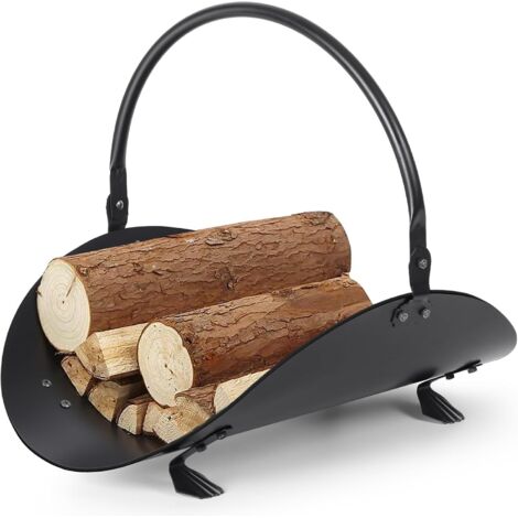 Support à bois pour cheminée - Support à bois d'intérieur - Panier à bois - Pour tas de bois de cheminée - Noir
