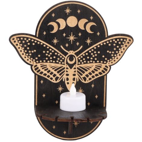Support à bougie suspendu en bois avec LED, support de décoration en cristal pour méditation et décoration intérieure
