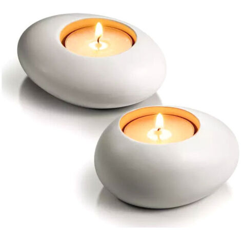 Support à bougie Tealight en pierre blanche, 2 pièces, Fancy Tescoma