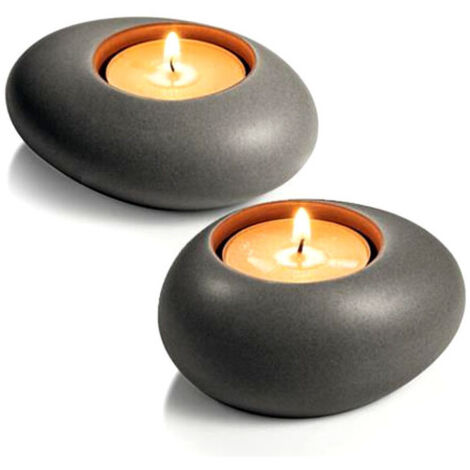 Support à bougie Tealight en pierre gris, 2 pièces, Fancy Tescoma