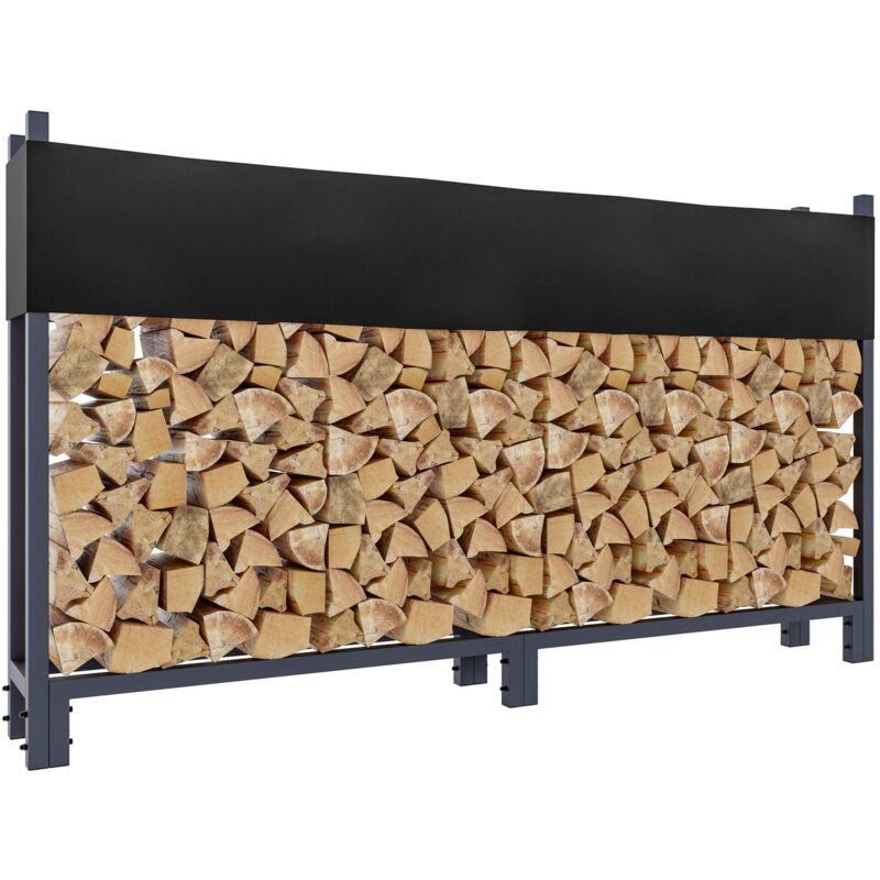 Support à bûches avec bâche de protection 115x200 cm tube en acier anthracite 100003518