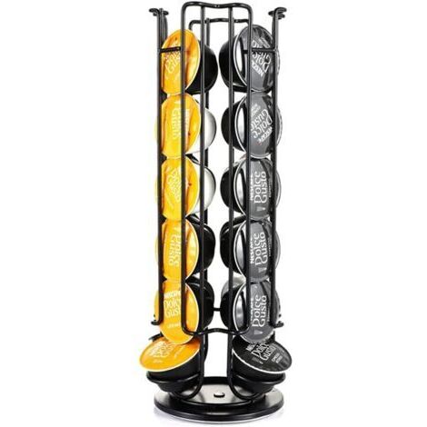 Support à Capsules à Café, Support Rotatif de Café, Distributeur de Capsules, Fort et Robuste, Peut Contenir 24 Capsules, avec Base Rotative à 360°, pour Famille, Affaires, Hôtel, Magasin (Noir)