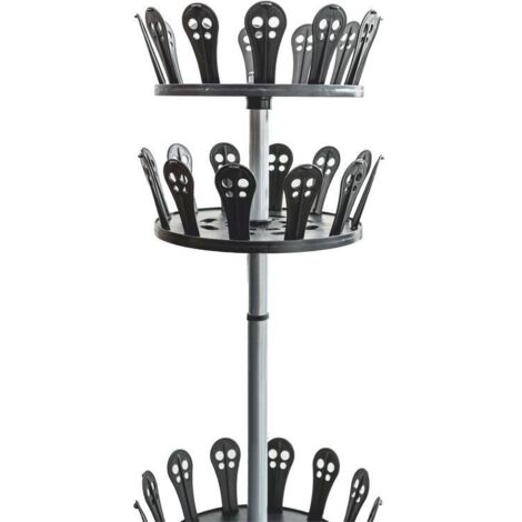 Support à chaussures rotatif en acier inoxydable gris – Hauteur réglable – Rangement jusqu'à 30 paires – Design moderne et minimaliste