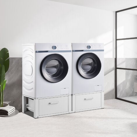 vidaXL Socle double pour lave-linge et sèche-linge avec tiroirs Blanc - La  Poste