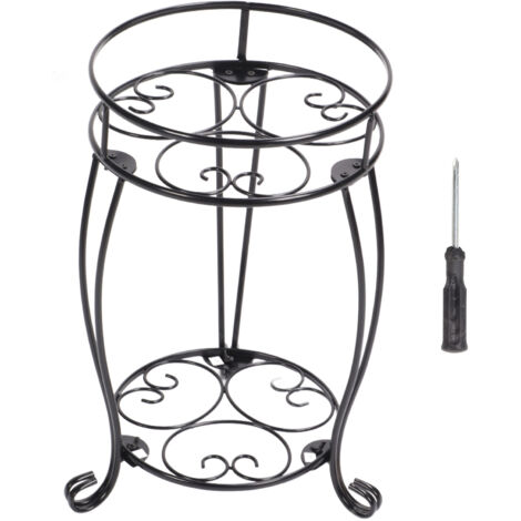Support à double niveau en métal pour plantes en pot, en fer forgé, style européen. Porte-pot décoratif pour intérieur et extérieur.