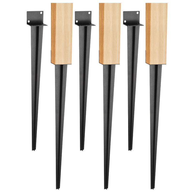 Support à enfoncer Accessoire pour poteau Piquet pour poteau de clôture -Longueur 700 mm 6 pièces - Swanew