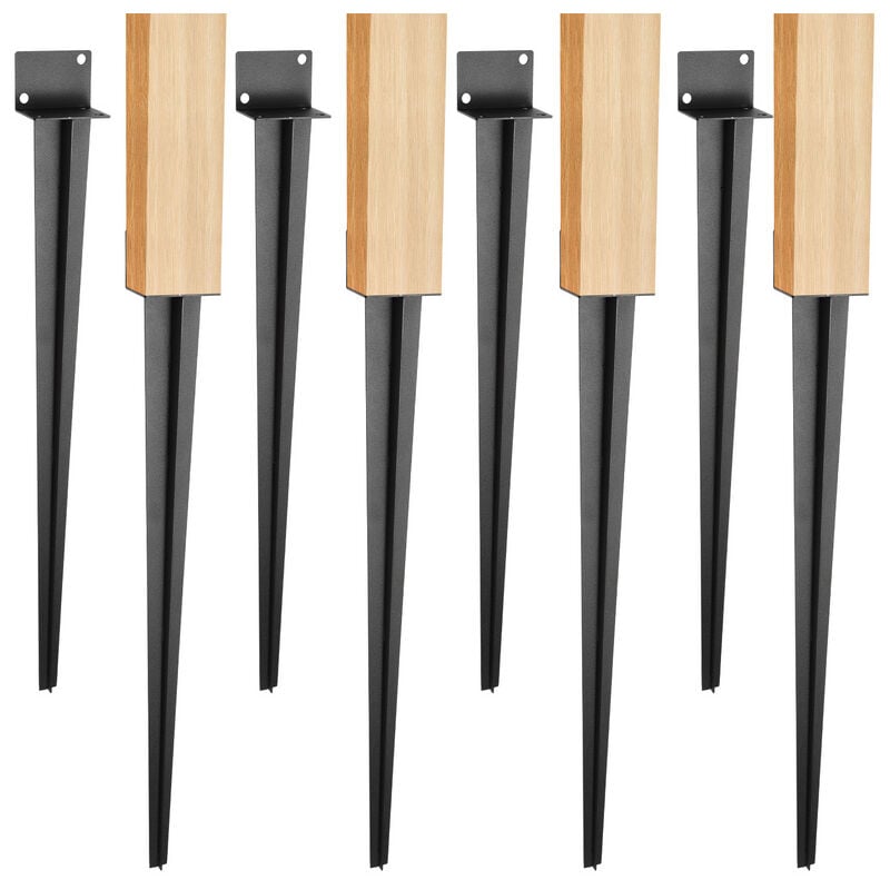 SWANEW Support à enfoncer Accessoire pour poteau Piquet pour poteau de clôture -Longueur 700 mm 8 pièces
