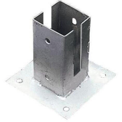 Support à fixer acier galvanisé gris, H.15 cm x section 70 x 70 mm