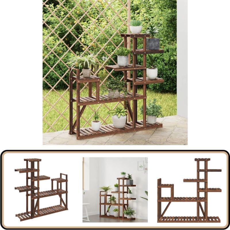 Support à fleurs 110x25x111 cm bois massif de sapin - Support Mural Plante - Rangement Extérieur - Jardinière Murale - Pot Suspendu - Fleur