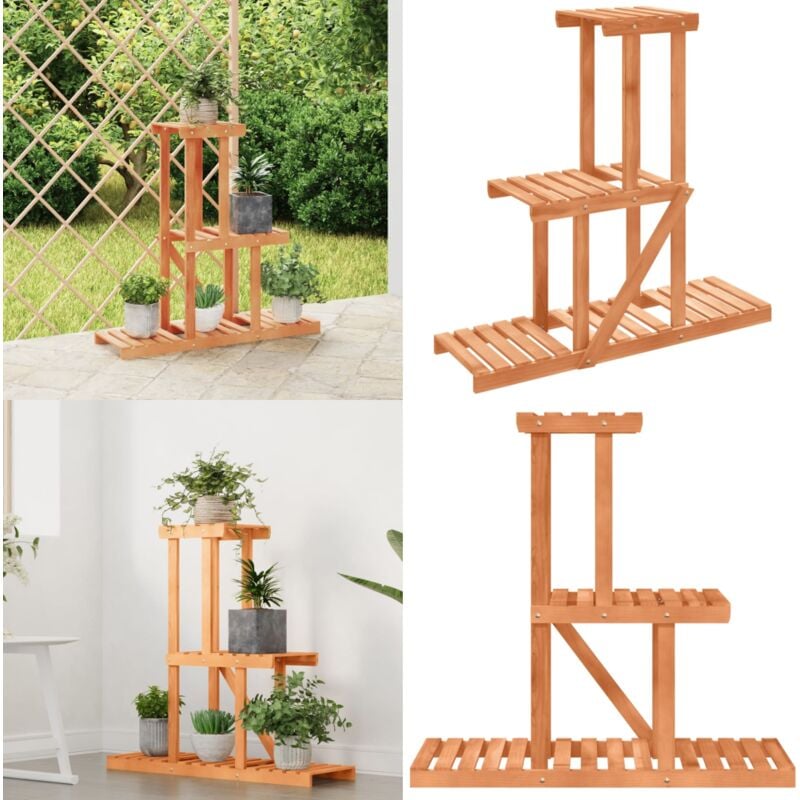 Support à fleurs 81x25x75,5 cm bois massif de sapin - Support Mural Plante - Rangement Plantes - Étagères Murales - Jardinière Murale - Déco