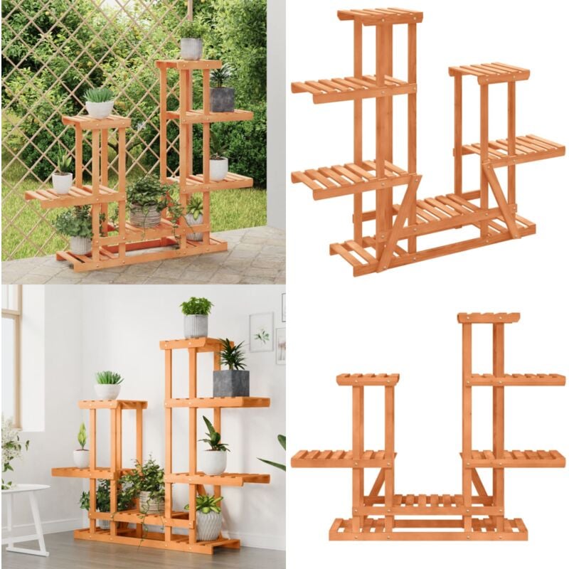 Support à fleurs 95x25x96 cm bois massif de sapin - Support Mural Plante - Rangement Intérieur - Étagères Murales - Supports Fleurir - Decoration