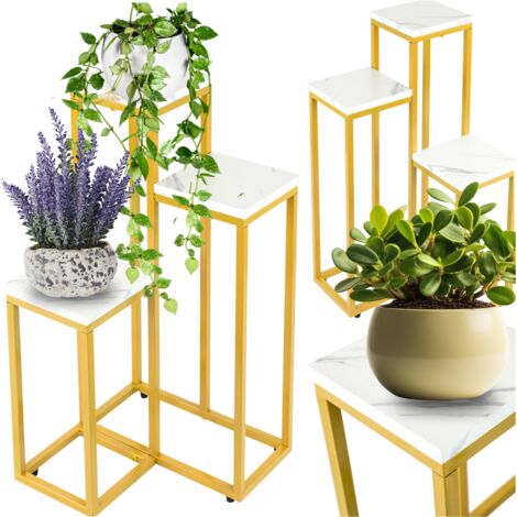 Support à fleurs en métal sur pied pour plantes en pot, style loft à plusieurs niveaux, 3 étagères