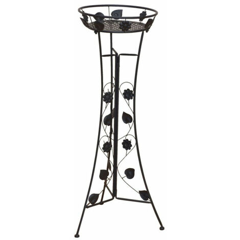 Support à fleurs étagère plante en métal noir hauteur 78 cm MED05121