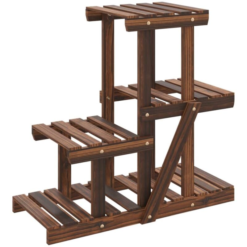 Support à fleurs meuble plante 58 x 25 x 51 cm bois massif de sapin marron
