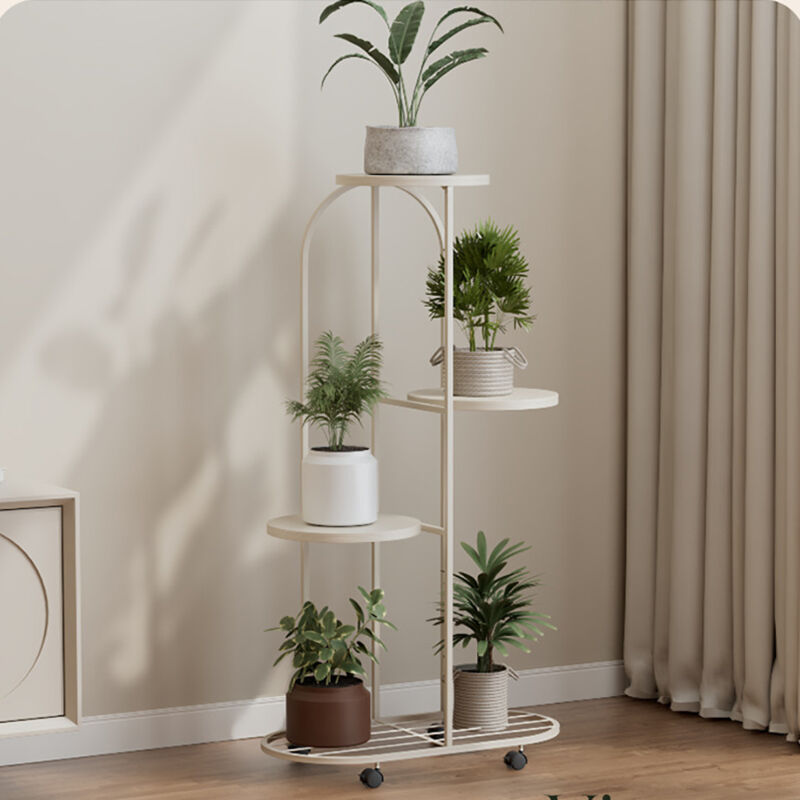 Hoerfuriy - Support à fleurs style scandinave 4 niveaux - porte plante 4 étagères - métal - 50x25x93cm -blanc