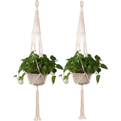 Support à fleurs suspendu en macramé (2 pièces)