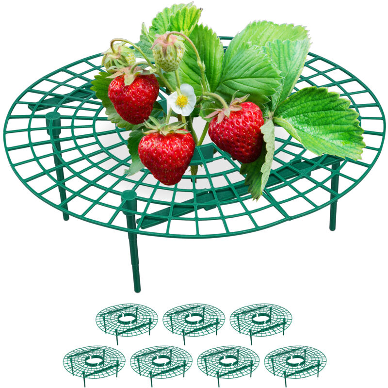 Relaxdays - Support pour fraises, 8 pièces, protection contre les limaces, plastique, vert