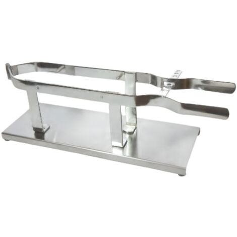 Support à jambon en acier inoxydable/bois - Longueur 50 x Profondeur 18 x Hauteur 2.5 cm