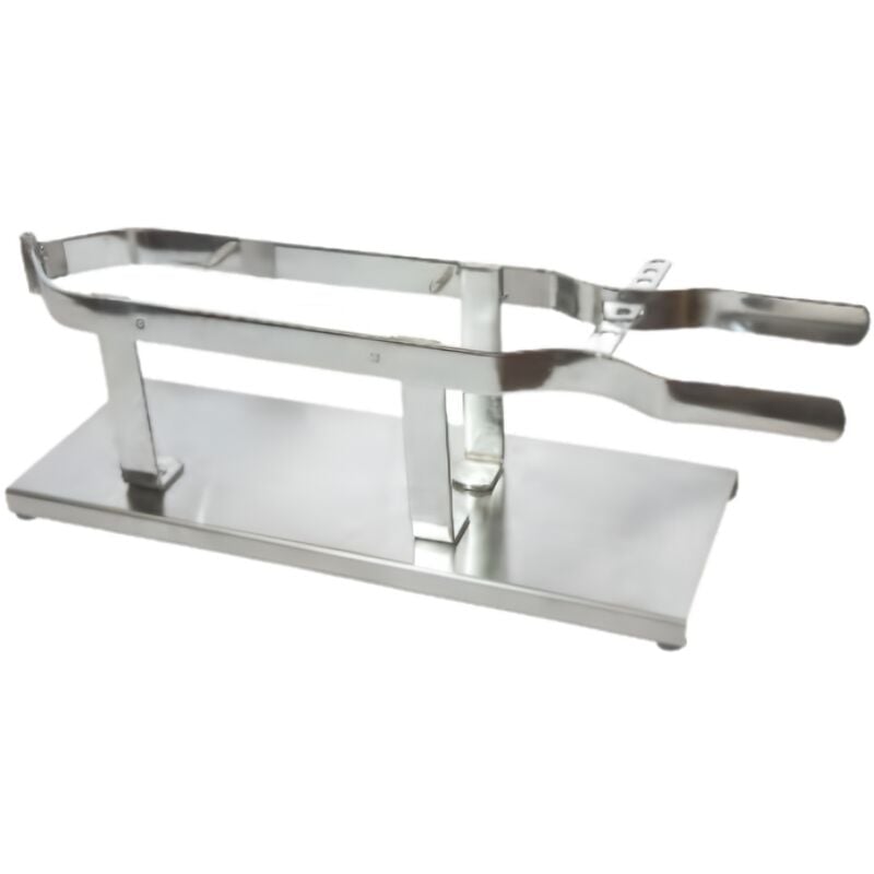 Visiodirect - Support à jambon en acier inoxydable/bois - Longueur 50 x Profondeur 18 x Hauteur 2.5 cm