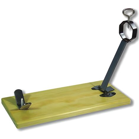 Support à jambon pliant avec tête ronde en acier/bois - Longueur 45 x Profondeur 18 x Hauteur 2 cm