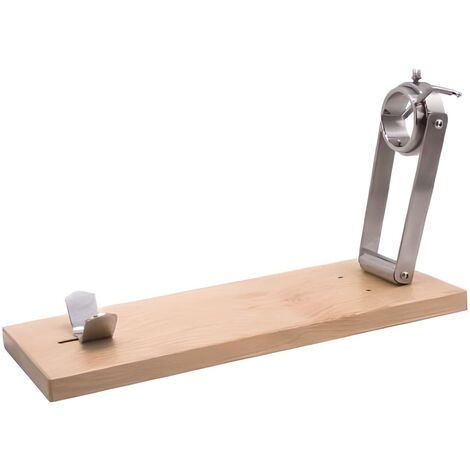 Support à jambon rotatif pliant en acier inoxydable / bois - Longueur 57 x Profondeur 22 x Hauteur 3 cm