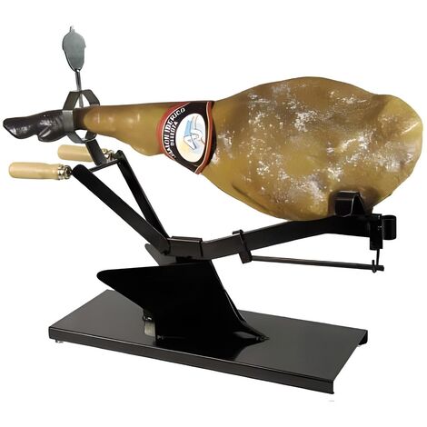 Support à jambon type charrue en acier laqué noir – Dimensions 50 x 18 cm – Découpe optimale et stabilité accrue – Visiodirect