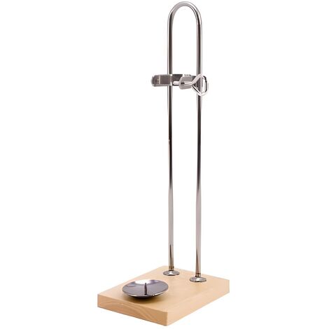 Support à jambon vertical en acier inoxydable/bois - Longueur 25 x Profondeur 18 x Hauteur 3 cm