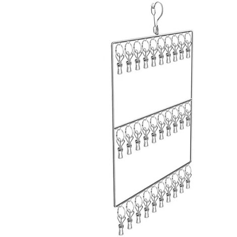 Support à Linge Étanche Vent Acier Inoxydable, Séchoir Multiniveaux 30 Pinces pour Balcon et Dortoir