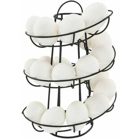 Support à œufs - Distributeur en spirale moderne et de luxe - Organisateur de rangement d’œufs de poule en fil métallique autoportant pour les comptoirs de cuisine - Noir