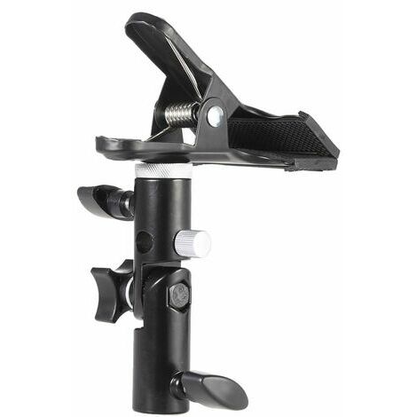 Support a pince en metal avec fixation pour support de lumiere 5/8 Adaptateur pivotant a montage a vis 1/4 a 3/8 pour reflecteur et arriere-plan de studio photo