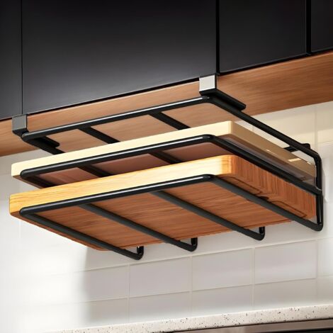 Support à planches à découper en acier inoxydable, pouvant être placé sous les armoires, étagère de rangement de cuisine (double couche).
