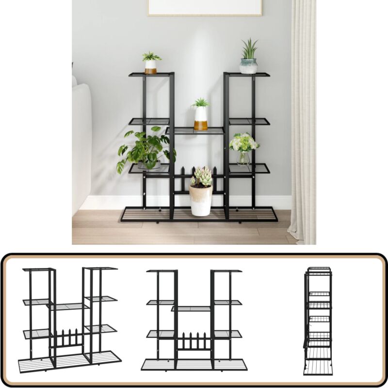 Support à plantes 94,5x25x89 cm Noir Fer - Support Plante - Jardinière - Étagère Plante - Fleur Pot Stand - Décoration Extérieur