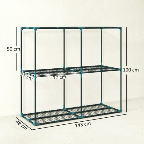 Support à plantes à 3 niveaux, 100 cm de hauteur, étagères en acier vert foncé, structure à plusieurs niveaux.