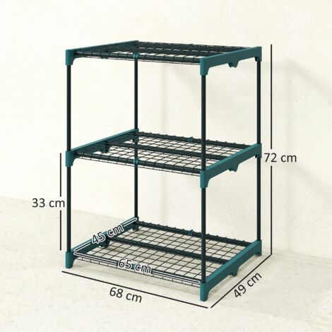 Support à plantes à 3 niveaux, 72 cm de hauteur, pour l'intérieur et l'extérieur, étagère en acier, vert foncé