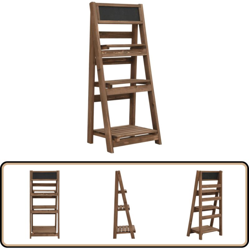 Support à plantes à 3 niveaux avec tableau noir 40x30x90 cm Pin - Support Plante - Étagère Plante - Jardinerie - Décoration Intérieur - Table Noire