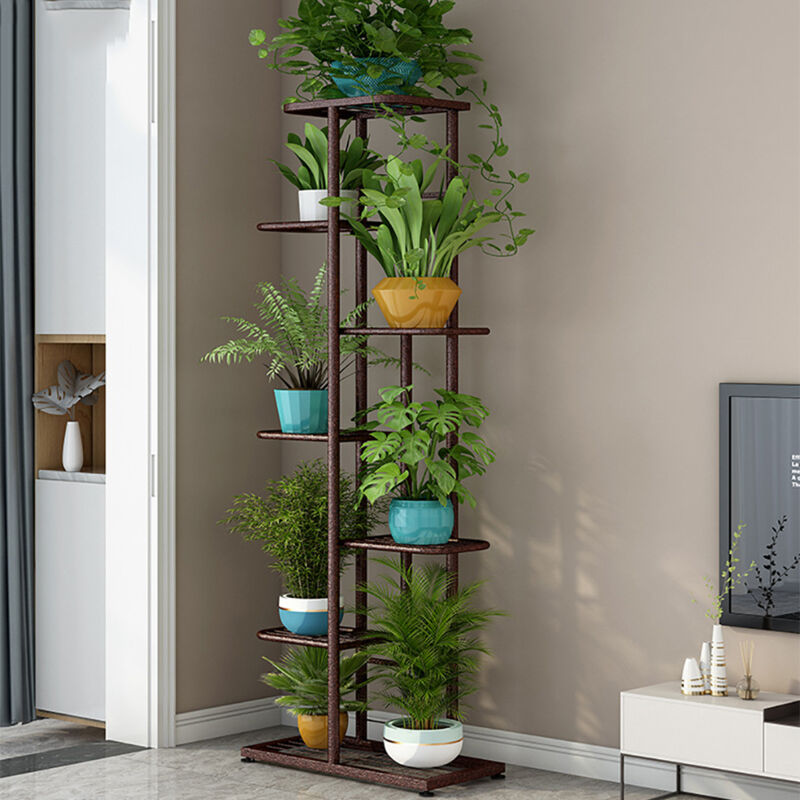 Support à plantes à 7 niveaux, étagère pour pots de fleurs multiples, étagère d'angle pour plantes, pour terrasse, jardin, balcon, salon, Cuivre doré