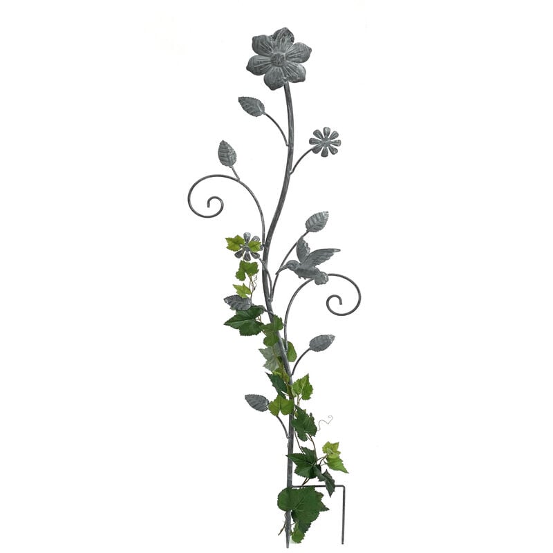 Support à plantes grimpantes Dandibo avec treillis floral en métal H-110 cm, aide à la grimpe 96014, support pour plantes grimpantes au style vintage.