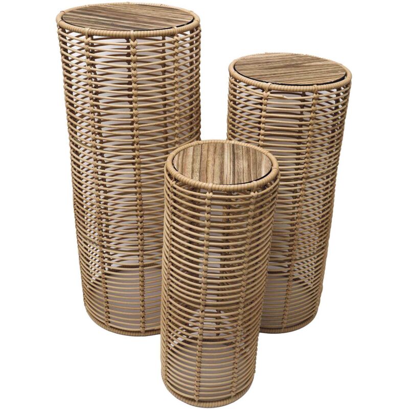 Support à plantes imitation rotin (Lot de 3)