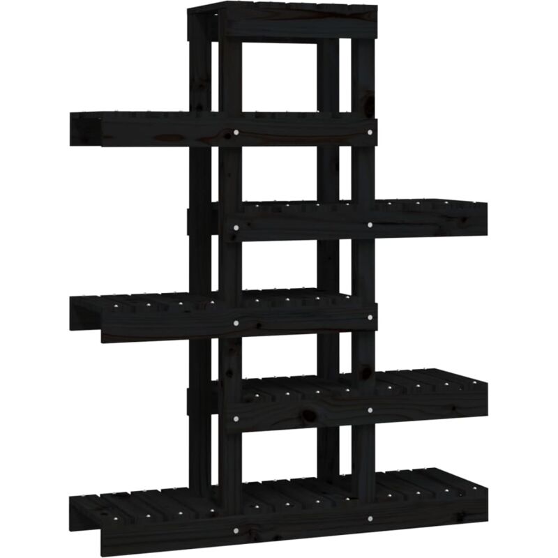 Support à plantes Noir 85x25x109,5 cm Bois massif de pin