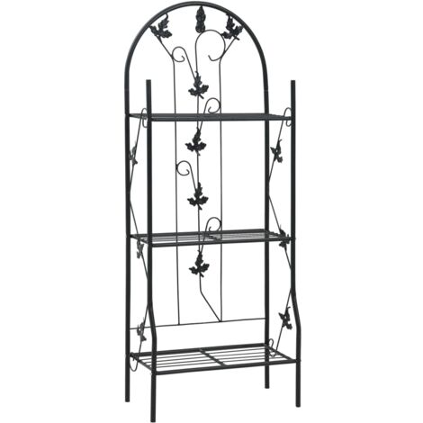 Support à plantes，Étagère à Fleurs，Porte Plantes 3 niveaux Noir 52x28x128 cm Fer VDVM957127