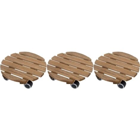 SODISE Support à roulettes en bois pour plantes d'intérieur (Lot de 3)