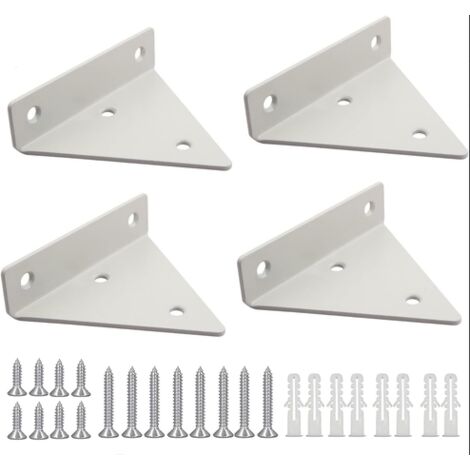 Support À Tablettes Flottantes - Support Triangulaire En Métal - Pour Étagère Murale Sans Vis Visible - Blanc - 4 Pièces