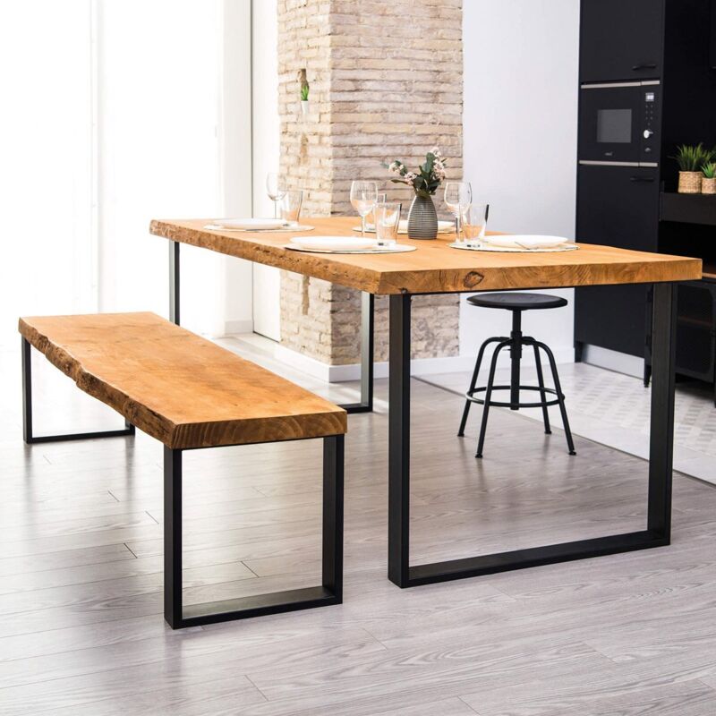 REI Pied meuble rectangle REI fixe métal brut noir