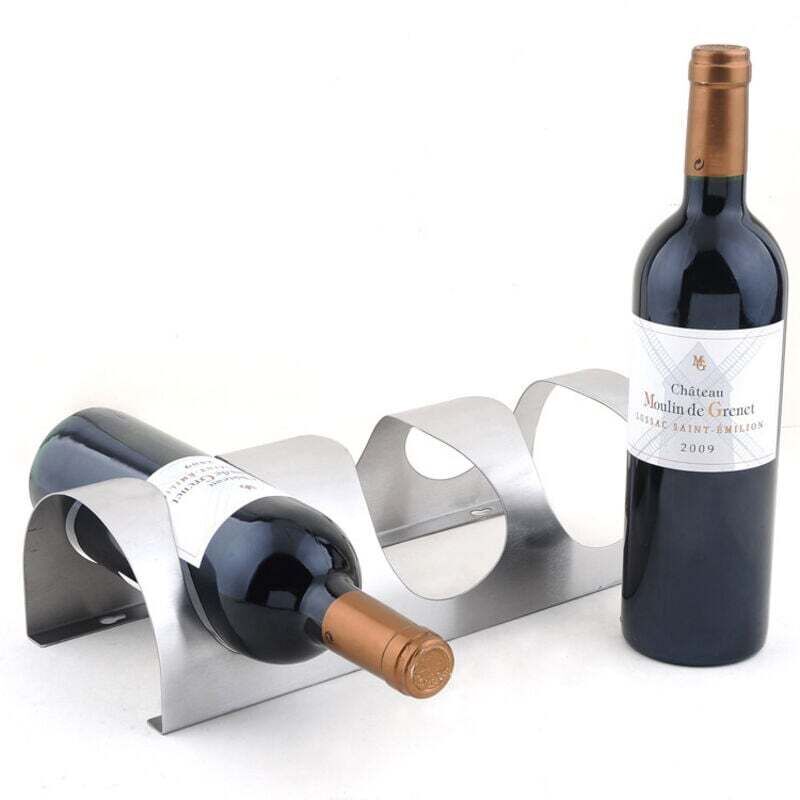 Support à Vin Mural 4 Bouteilles, Étagère De Rangement pour Bouteille De Vin en Acier Inoxydable Porte-Bouteille Mural Home Creative Home, Argent.