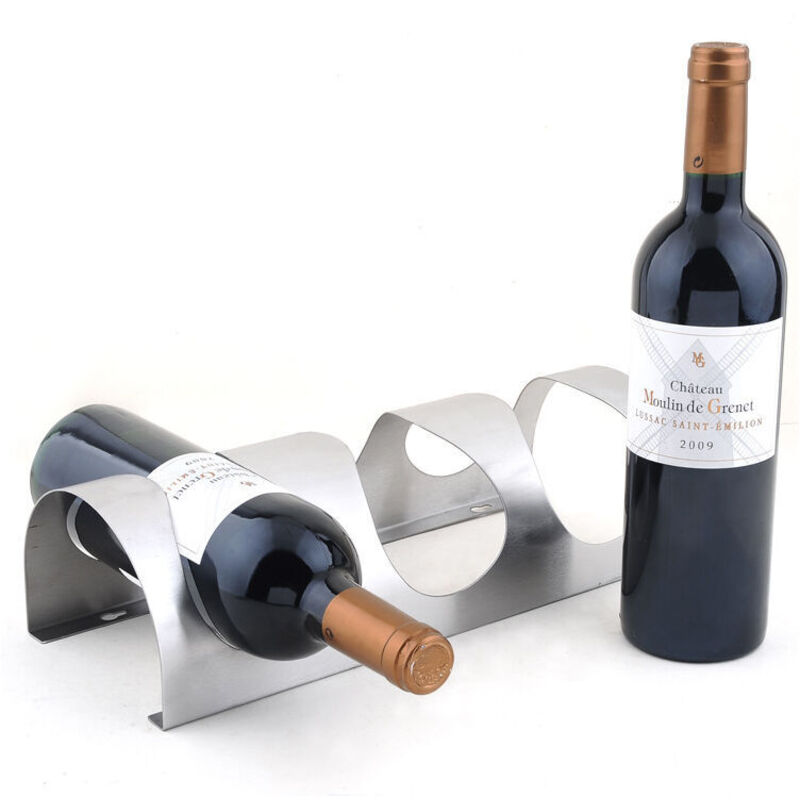 Support à Vin Mural 4 Bouteilles, Étagère De Rangement pour Bouteille De Vin en Acier Inoxydable Porte-Bouteille Mural Home Creative Home, Argent.