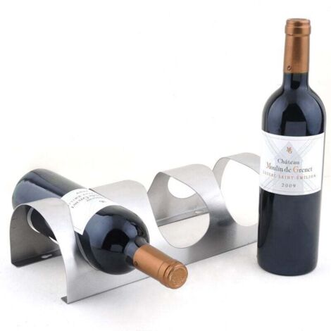 Support à Vin Mural 4 Bouteilles, Étagère De Rangement pour Bouteille De Vin en Acier Inoxydable Porte-Bouteille Mural Home Creative Home, Argent.