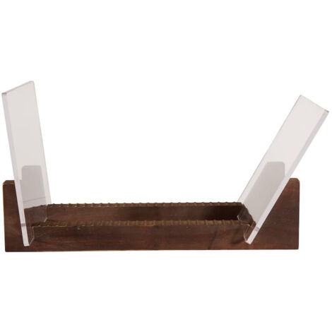 Support à vinyles en bois massif avec support acrylique transparent - Design premium pour présentoir 33 tours ou 45 tours - Stocke et soutient jusqu'à 50 disques (Noyer)