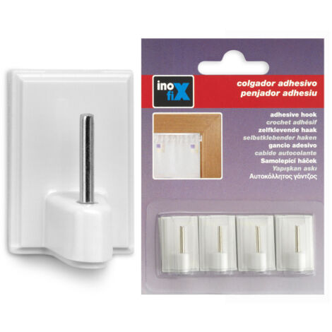 Support Adhesif Blanc Pour tringle de Voilages (BLISTER 4 Unites) Inofix