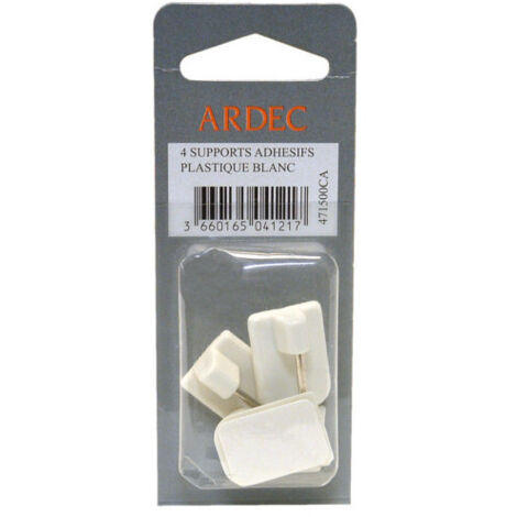 Support Adhésif Plastique Blanc 23x17mm   X 4 pièces - ARDEC