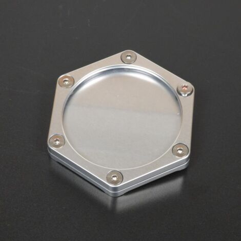 Support alu vignette assurance hexagonal argent Mad pour moto